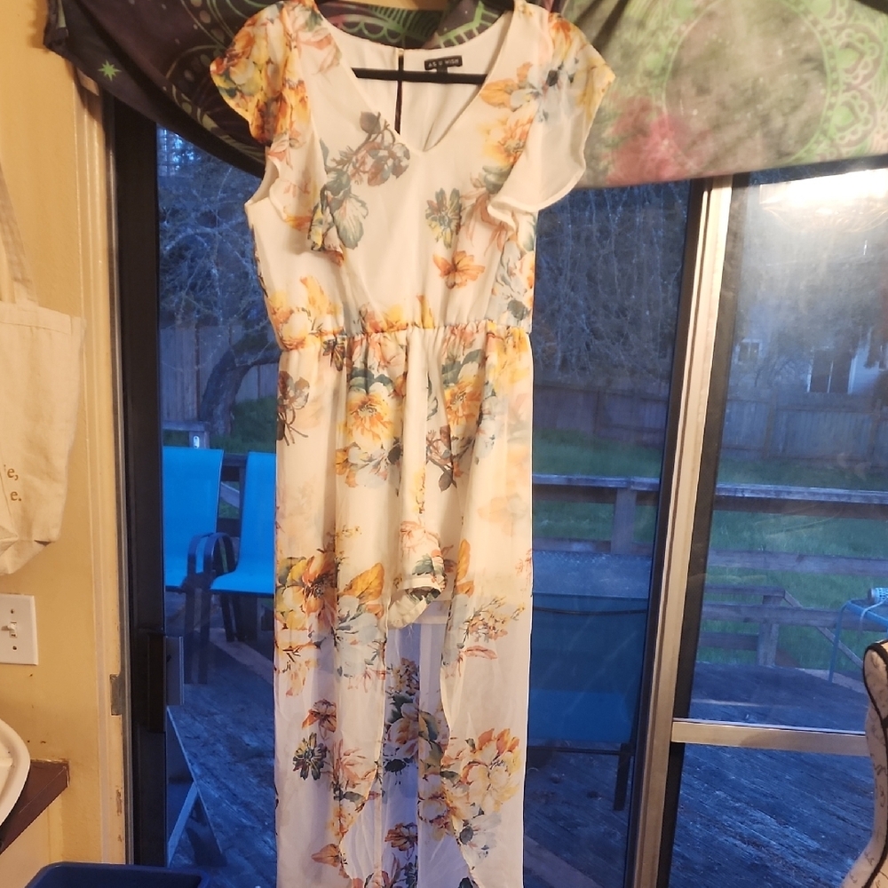 Floral Sheer Maxi Romper Dress